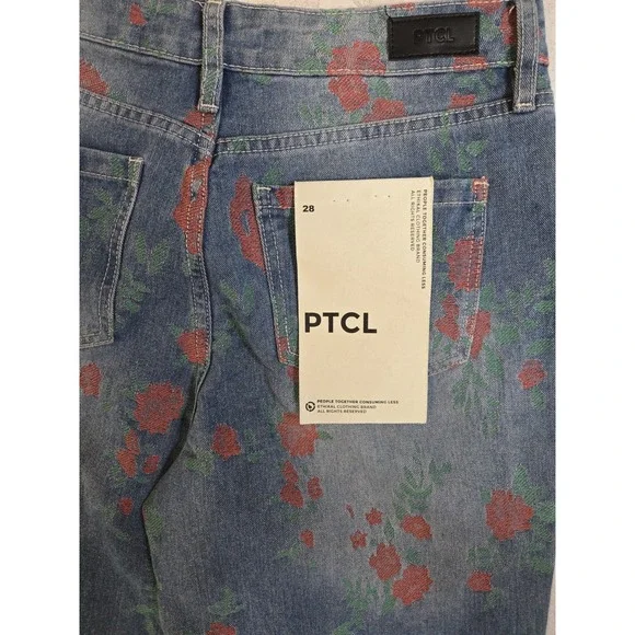 PTCL Floral Jacquard Straight Leg Jeans Size 28 NWT - Picture 9 of 9